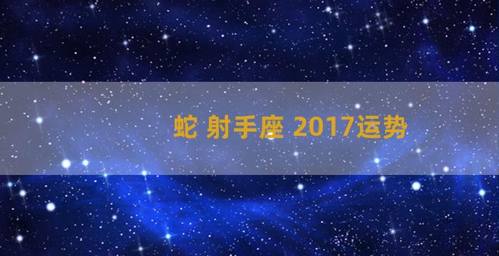 蛇 射手座 2017运势